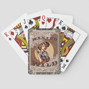 Westerne Gezocht en Wild Cowgirl Pokerkaarten