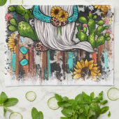 Westerne Gnome Sunflower Turquoise Stones Theedoek (Gevouwen)