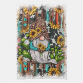 Westerne Gnome Sunflower Turquoise Stones Theedoek (Verticaal)