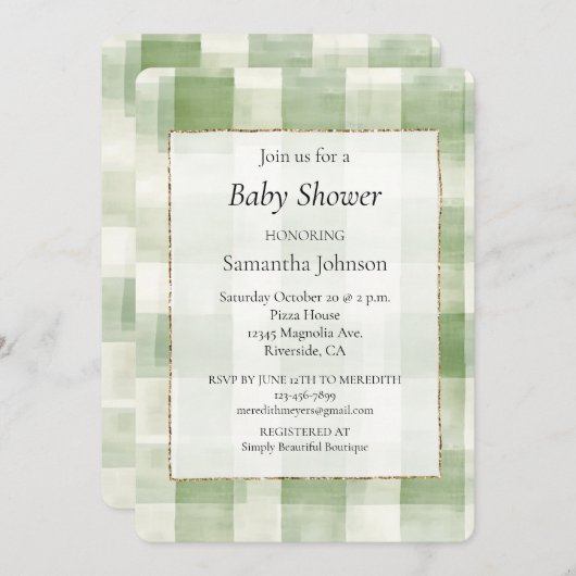 Westerne Green Cream Plaid Stripes Kaart (Voorkant / Achterkant)