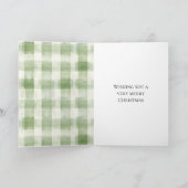 Westerne Green Cream Plaid Stripes Kerst Kaart (Binnen)