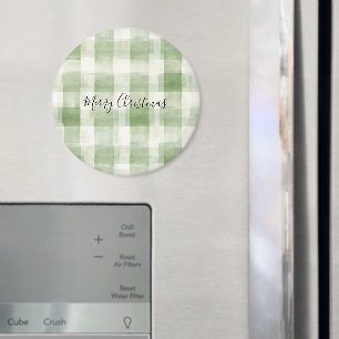 Westerne Green Cream Plaid Stripes Kerst Magneet