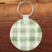 Westerne Green Cream Plaid Stripes Kerst Sleutelhanger (Achterkant)