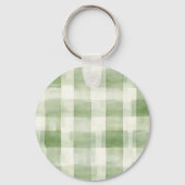 Westerne Green Cream Plaid Stripes Kerst Sleutelhanger (Achterkant)