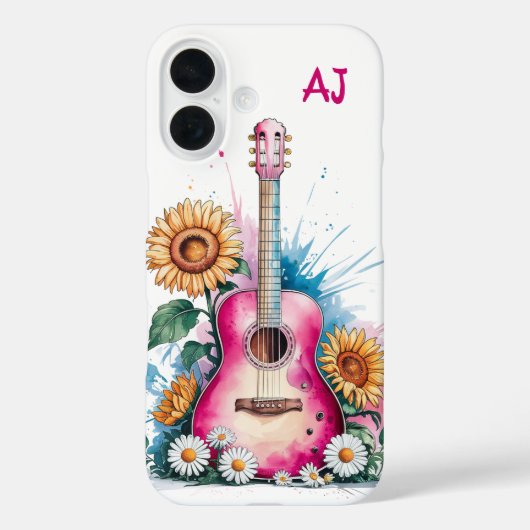 Westerne Guitar Daisies Zonnebloemen Gepersonalise Case-Mate iPhone Case (Achterkant)