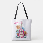 Westerne Guitar Daisies Zonnebloemen Gepersonalise Draagtas (Achterkant)