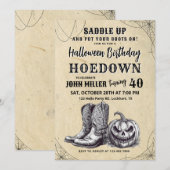 Westerne Halloween Verjaardag Hoedown, Cowboy Kaart (Voorkant / Achterkant)