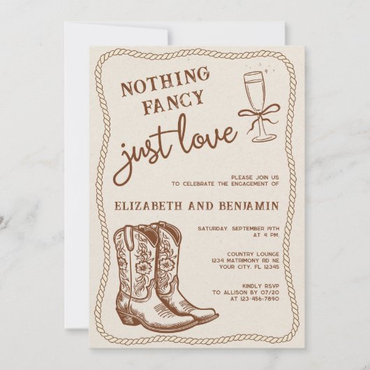 Westerne hand getrokken niets Fancy verlovingsfees Kaart (Voorkant)