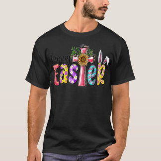 Westerne Happy Easter met luipaard Jezus Kruisstol T-shirt