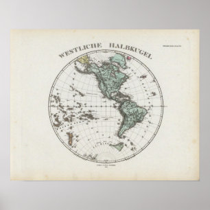 Westerne Hemisphere Atlas-kaart Poster