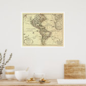 Westerne Hemisphere Map 1780 Poster (Keuken)
