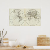 Westerne Hemisphere of New World Poster (Keuken)
