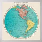 Westerne Hemisphere World Atlas Map Poster (Voorkant)
