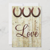 Westerne Hoefijzers Barn Wood Wedding Invitations Kaart (Achterkant)