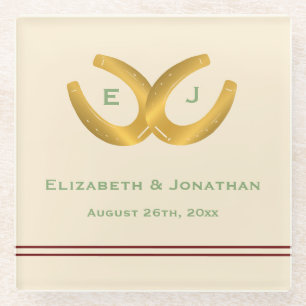 Westerne Hoefijzers bruiloft Glazen Onderzetter