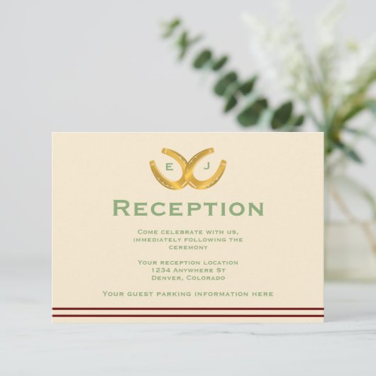 Westerne Hoefijzers bruiloft receptie Informatiekaartje (Staand voorkant)