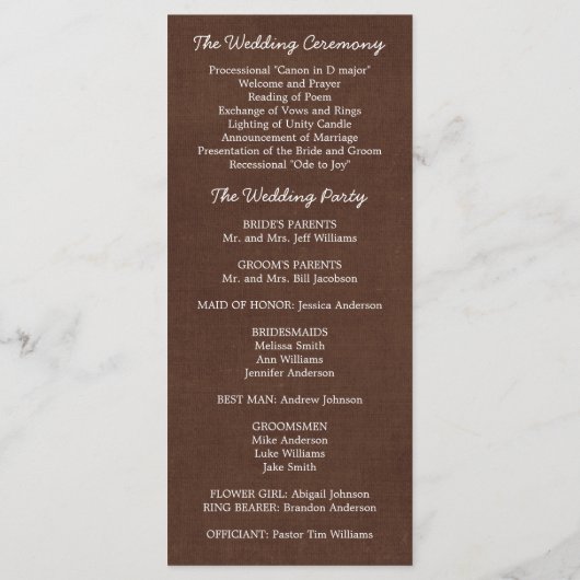 Westerne Hoefijzers en Daisies Wedding Programma (Achterkant)