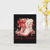 Westerne Howdy Christmas Cowgirl Boot Coquette Bow Kaart (Gele Bloem)