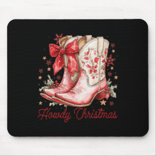 Westerne Howdy Christmas Cowgirl Boot Coquette Bow Muismat