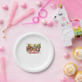 Westerne Howdy Christmas Koe Cowboy Pet en Cactus Papieren Bordje (Feest)