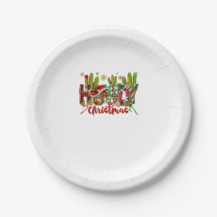 Westerne Howdy Christmas Koe Cowboy Pet en Cactus Papieren Bordje