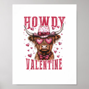 Westerne Howdy Highland Koe Valentijnsdag Highland Poster
