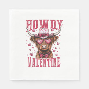 Westerne Howdy Highland Koe Valentijnsdag Highland Servet