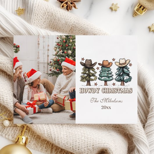 Westerne Howdy kerstfoto Feestdagenkaart