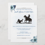 Westerne huwelijksuitnodiging Funny Rodeo nodigt K Kaart (Voorkant / Achterkant)