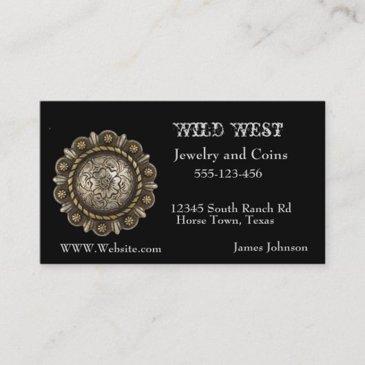 Westerne juweliersconcho-afdrukken visitekaartje (Voorkant)