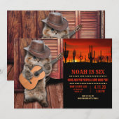 Westerne Kat-cowboymuzikant met gitaar Kaart (Voorkant / Achterkant)