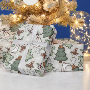 Westerne kerst cadeaupapier