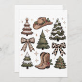 Westerne Kerst Coquette Bow Cowboy Cowgirl Boot Feestdagenkaart (Voorkant / Achterkant)