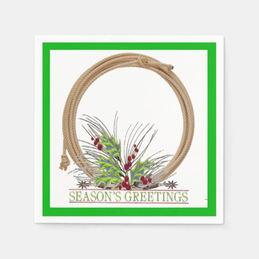 Westerne kerst cowboy lariat krans servetten (Voorkant)