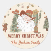 Westerne kerst dank u klas ronde sticker (Voorkant)