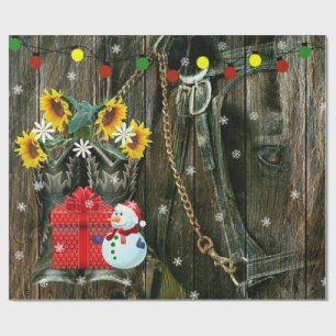 Westerne kerstbeker die de Snowman en het Paard va Cadeaupapier