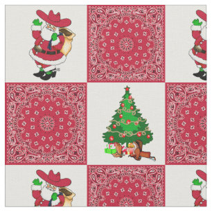 Westerne Kerstcowboy Santa en Red Bandana Stof
