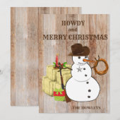 Westerne kerstfeestdag met cowboy Snowman Feestdagenkaart (Voorkant / Achterkant)