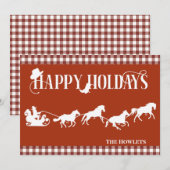 Westerne kerstfeestdag voor cowboy Santa Sled Hors Feestdagenkaart (Voorkant / Achterkant)