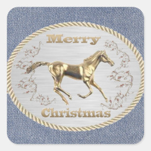 Westerne kerstgordel vierkante sticker