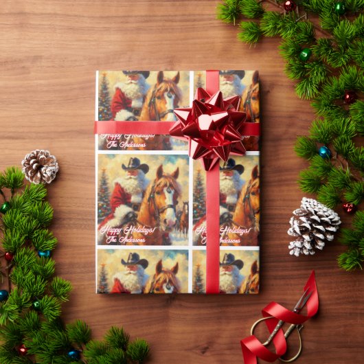 Westerne kerstman en paardenkerst cadeaupapier (Feestdagen Geschenken)