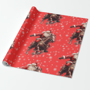 Westerne Kerstman op Horse Wrapping papier