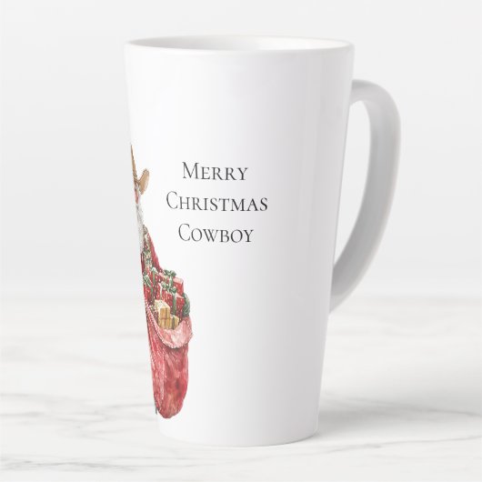 Westerne Kerstmis Cowboy Santa Latte Mok (Rechterhoek)