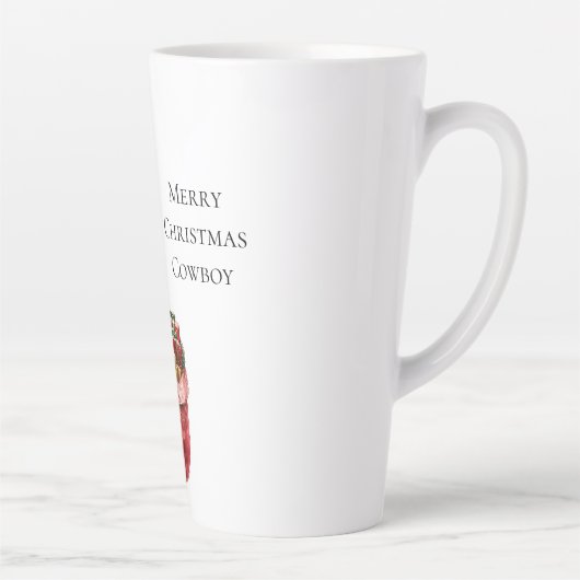 Westerne Kerstmis Cowboy Santa Latte Mok (Rechts)
