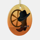 Westerne kerstversiering van Cowboy Keramisch Ornament (Rechts)