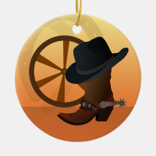 Westerne kerstversiering van Cowboy Keramisch Ornament (Voorkant)