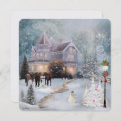 Westerne kerstwinterkatoenscène feestdagenkaart (Voorkant / Achterkant)