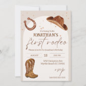 Westerne Kinder Cowboy First Rodeo Birthday Kaart (Voorkant)