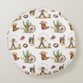 Westerne kinderkamer decor, gepersonaliseerde cowb rond kussen (Achterkant)