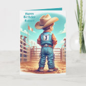 Westerne kleine cowboy 3e verjaardag rodeo custom kaart (Voorkant)